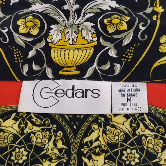 Cedars Long Sleeve Floral Silk Blouse, sz M - Picture 8 of 10